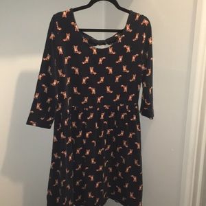 Adorable Navy Fox Print Dress